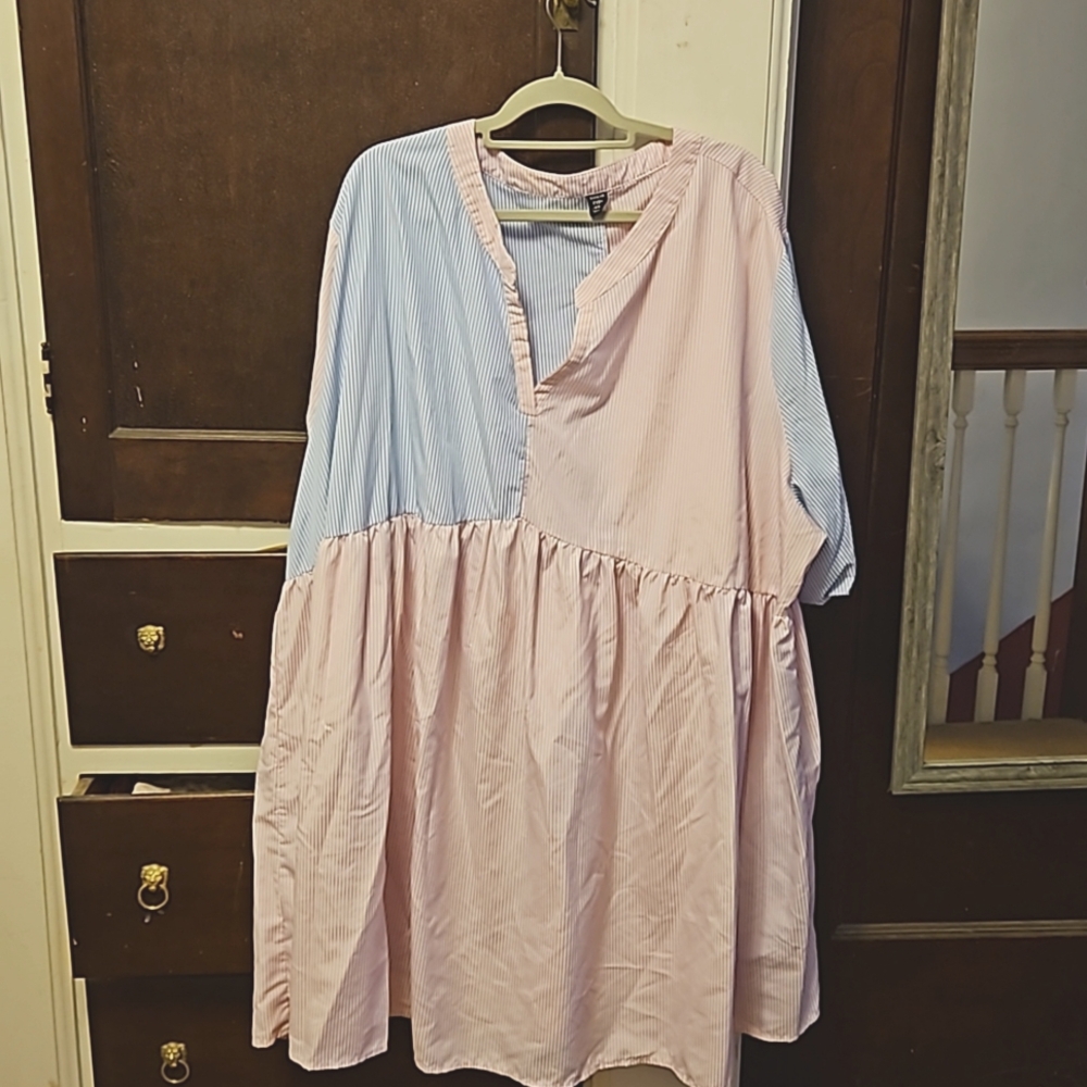 Pinstripe mini plus size dress